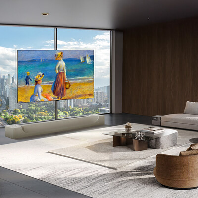 The W6 features a 9mm-thin slim body that mounts flush against any wall; all source connections are managed wirelessly via the Zero Connect Box, which transmits visually lossless 4K video and audio from up to 32 feet away with no cables running to the display.