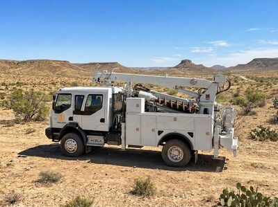 Acela Truck Company’s Monterra Crew Cab configured with a drilling derrick, delivering a rugged, off-road–capable solution engineered for utility, energy, and infrastructure operations in remote and demanding environments.