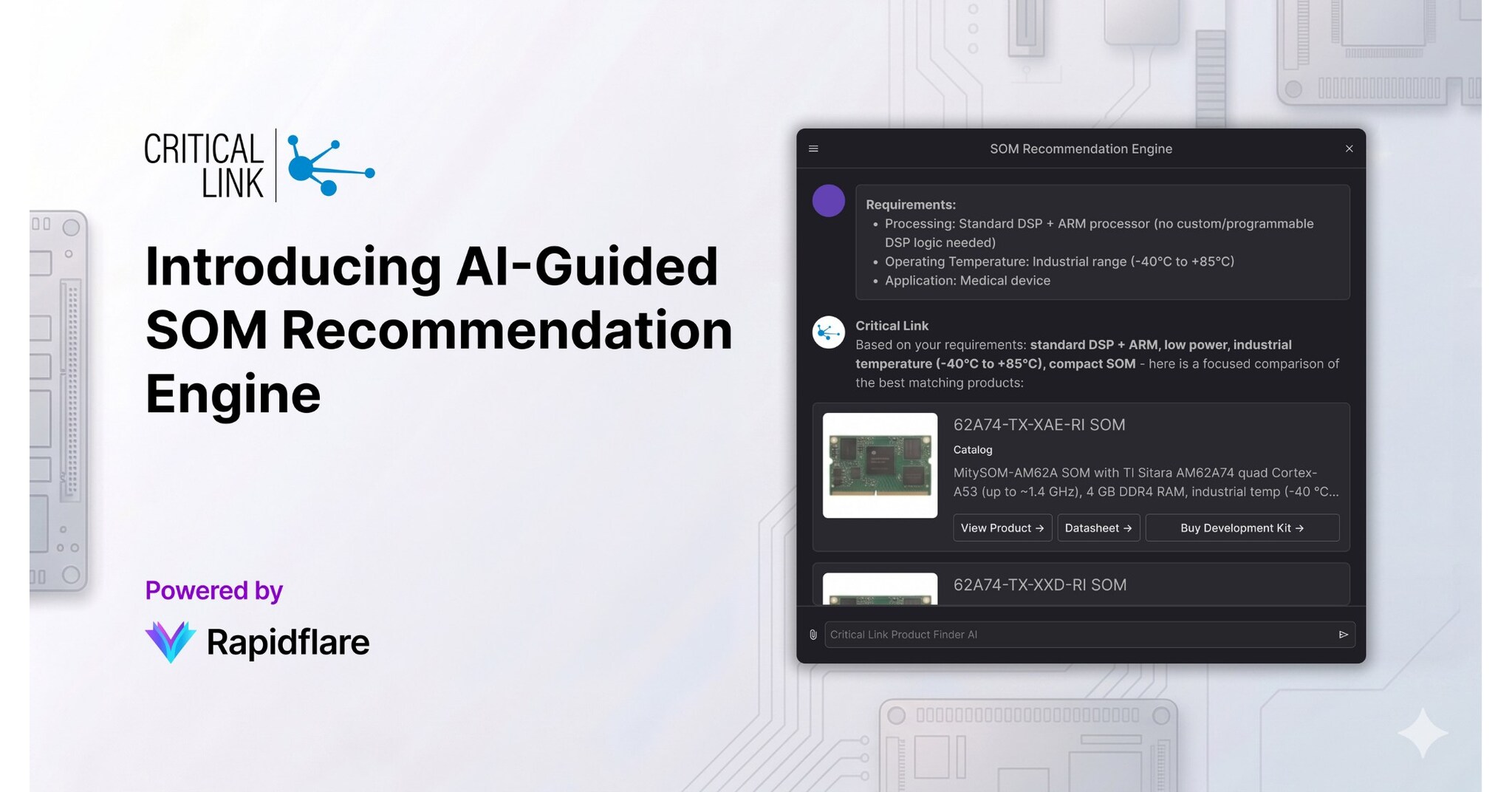Critical Link Launches World's First AI-Driven SOM Recommendation Engine, Powered by Rapidflare