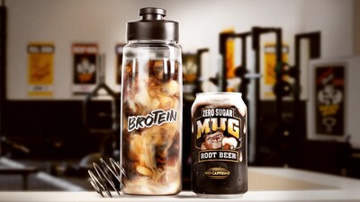 MUG Root Beer introduces MUG Brotein, a DIY "dirty protein" remix made by combining MUG Zero Sugar with a vanilla protein shake (no actual shaking required)