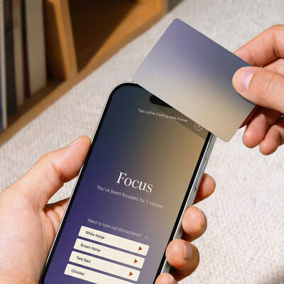 Loftie+ includes a Loftie Card — a credit card-sized NFC device designed to be carried in a wallet and used throughout the day.