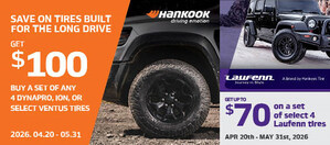 2026 Long Drive Rebate: New Rebate from Hankook Tire Offers Up to $100 Savings