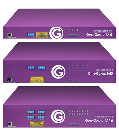 The CyberSecure IPS™ OPTI-GUARD™ series is available in 4, 8, and 16-port models to provide scalable, real-time intrusion detection for any fiber optic infrastructure—from small telecommunication networks to hyper scale data centers. Learn more at optiguard.com.