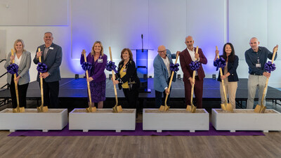 A groundbreaking ceremony was held in April at Tradition Town Hall. Pictured from left: Rep. Dana Trabulsy; Scott Rolfsmeyer from the Chamber; VITAS leaders Andrea Adkins, Patty Husted, Joel Wherley and Tony Cosma; Terissa Aronson from the Chamber and Dr. Joseph Shega from VITAS.