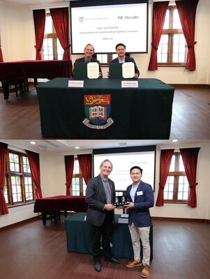 Jay Siegel（左），香港大學教授及副校長(教學)，馮敬庭（右），MicroBit 集團行政總裁及小飛控股董事