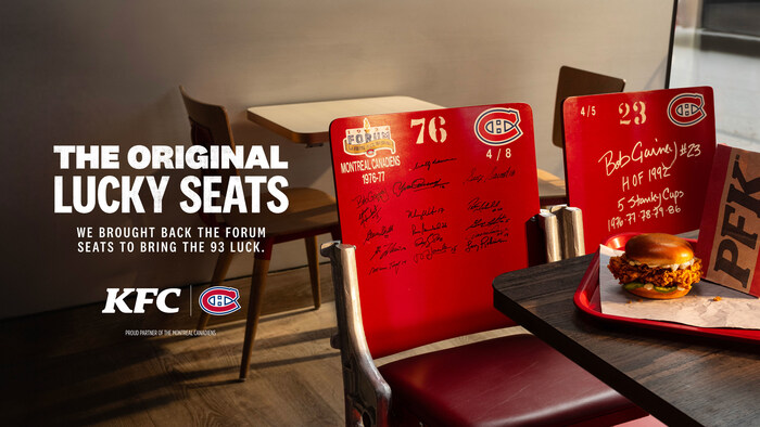 KFC Canada Installs Original Montreal Canadiens Forum Seats in Restaurants for the Playoffs (CNW Group/KFC Canada)