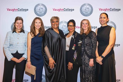 Vaughn College honorees and panel moderator (From L-R) Patricia Ornst, Debbie Coffey, Icema D. Gibbs, Monica Slater Stokes, Sharon Pinkerton and Evita Garces.