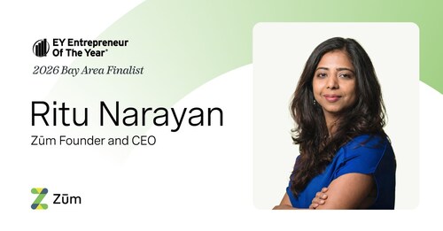 Ritu Narayan, Founder and CEO of Zūm, has been named a finalist for the Entrepreneur Of The Year® 2026 Bay Area Award by Ernst & Young LLP (EY US).