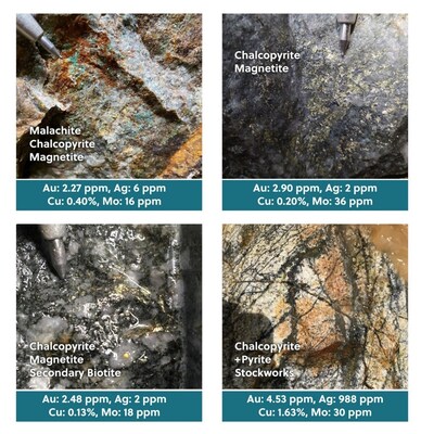 Figure 2: Rock Photos Highlighting Outcropping, High-Grade, Porphyry-Style Mineralization at Trap (CNW Group/Collective Mining Ltd.)