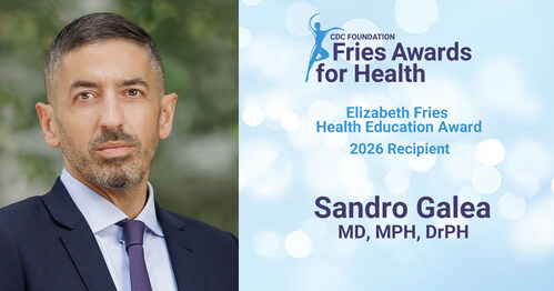 Dr. Sandro Galea is the recipient of this year's Elizabeth Fries Health Education Award.