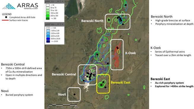 Figure 1. Berezski Trend showing principal targets (CNW Group/Arras Minerals Corp.) Figure 1. Berezski Trend showing principal targets (CNW Group/Arras Minerals Corp.)