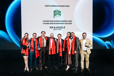 Sip & Guzzle in New York City named The Best Bar in North America at North Americaâ€™s 50 Best Bars 2026, sponsored by Perrier, at a live awards ceremony in Vancouver, Canada, on April 22.