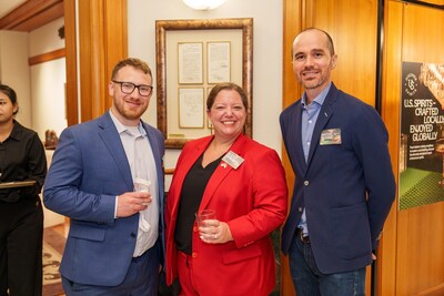 Joel Matticks (left), manager of the export promotions for DISCUS US. Alongside Alicia Hernandez, Regional Agricultural Counselor of the U.S. Embassy and Davide Besana, Director of Public Affairs at Beam Suntory