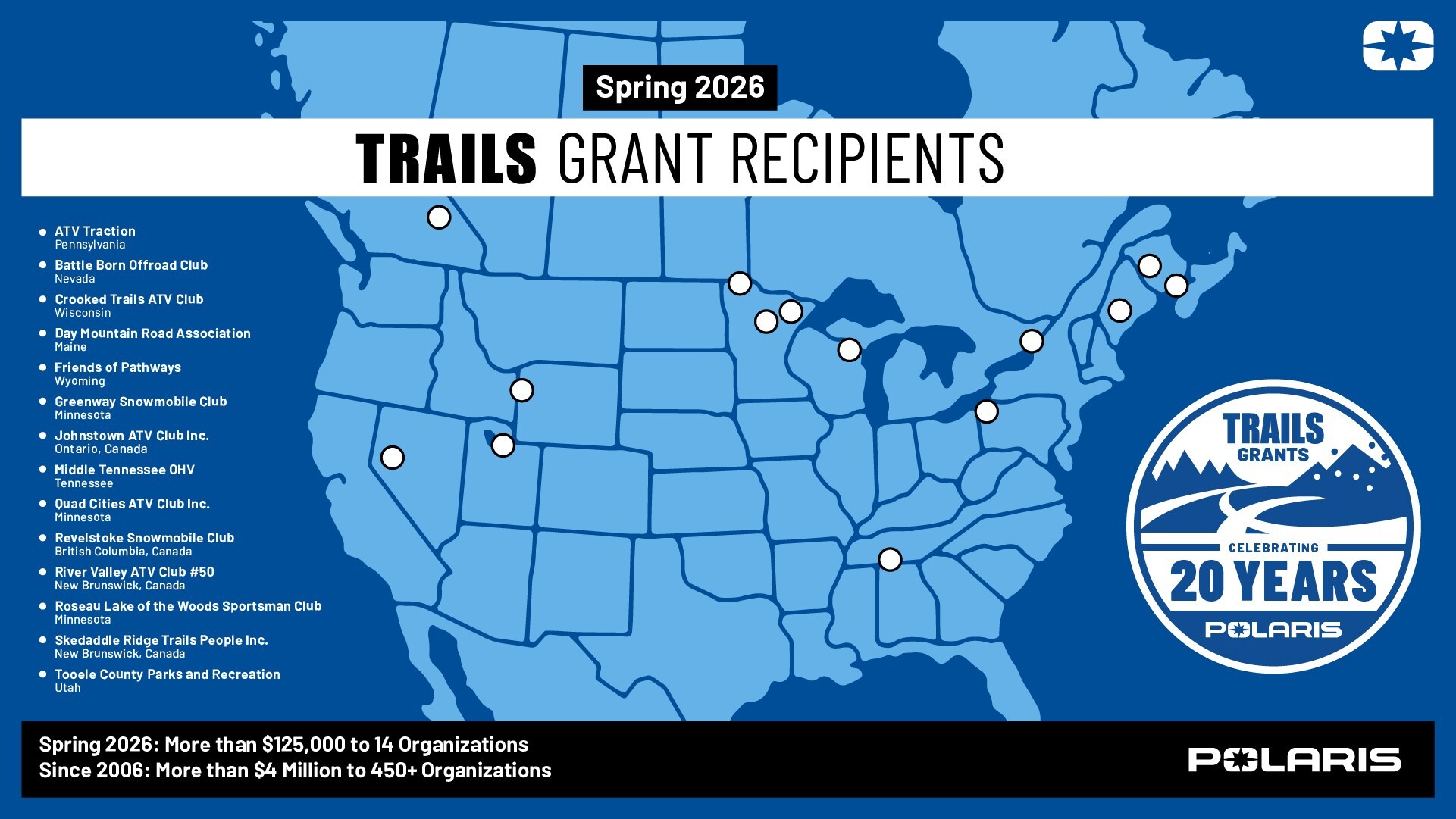 Polaris Announces Spring 2026 TRAILS GRANTS as Program Marks 20 Years