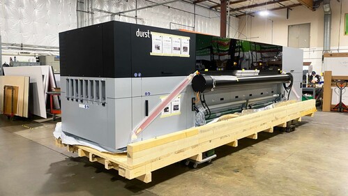 The new Durst P5 350 HSD4 on the production floor at SuperGraphics' SODO facility.