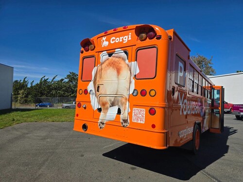 Corgi Bus parked