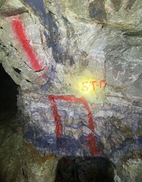 Massive Molybdenite at Lazarus Vein (CNW Group/Titiminas Silver Inc)