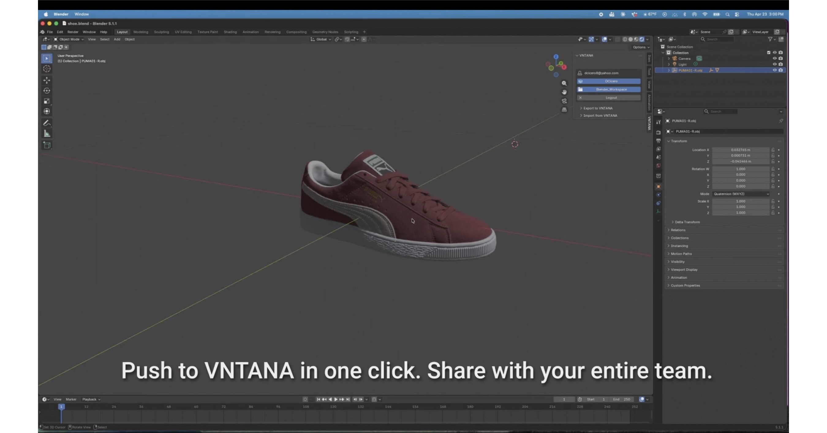 VNTANA Eliminates Manual 3D Workflows with Blender Plugin for Enterprise 3D Visualization and Asset Management