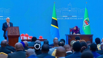 Her Excellency President of the Republic of Tanzania, Samia Suluhu Hassan, receives Commission of Inquiry report from Chairman of the Commission, former Chief Justice Mohamed Chande Othman.