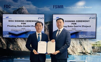 Ahn Young-kyu, head of Samsung Heavy Industries' Technology Development Division, left, and Min Suh, Mousterian Corporation Chief Executive Officer