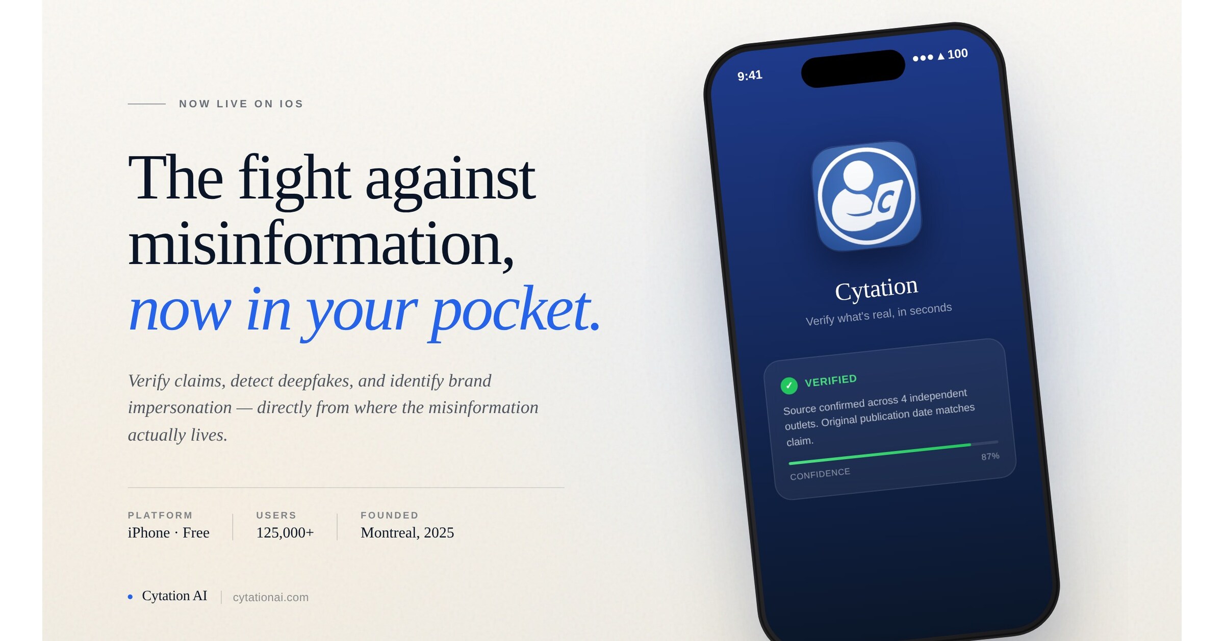 The Fight Against Misinformation Just Moved to Your Pocket: Cytation AI Launches on the App Store