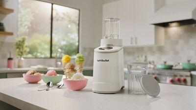 The nutribullet Chill™ Ice Cream Maker creates everyday desserts, blending silky ice cream, gelato, sorbet, frozen yogurt, and smoothie bowls with ease, speed, and countertop-ready style. (PRNewsfoto/nutribullet®)