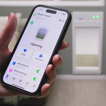 The Power Pet® door app allows you to remote control your doggy door, as well as set your pet's schedule, receive notifications, and view activity, while home or away.
