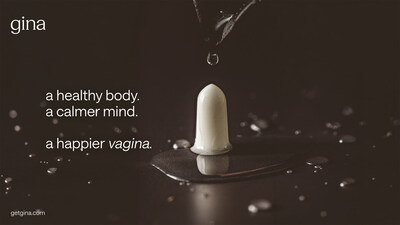 The gina™ logo alongside the brand's signature Vaginal Moisturizing Glide, designed for pure, single-ingredient intimate wellness.