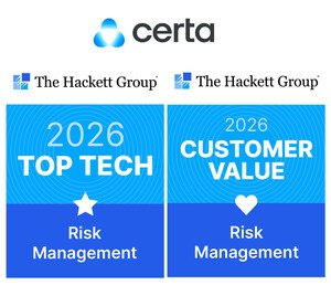 Certa obtient les distinctions Top Tech et Customer Value dans le domaine de la gestion des risques de The Hackett Group®