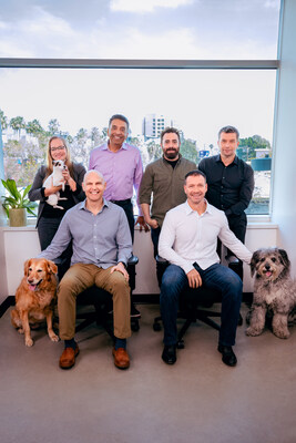 Back row (from left): Hayley Hicks, VP of Technology; Apu Mody, CEO; Alex Block, CMO; Andrew Klucznik, VP of Operations. Front row (from left): Dan Markenson, Head of Retail; John Meloun, CFO. Photo credit: Lee Jameson