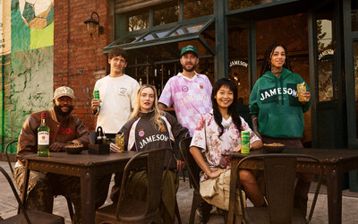 The nine-piece Jameson x KidSuper capsule collection includes a signature track suit, soccer jerseys, hats, hoodie and t-shirt.