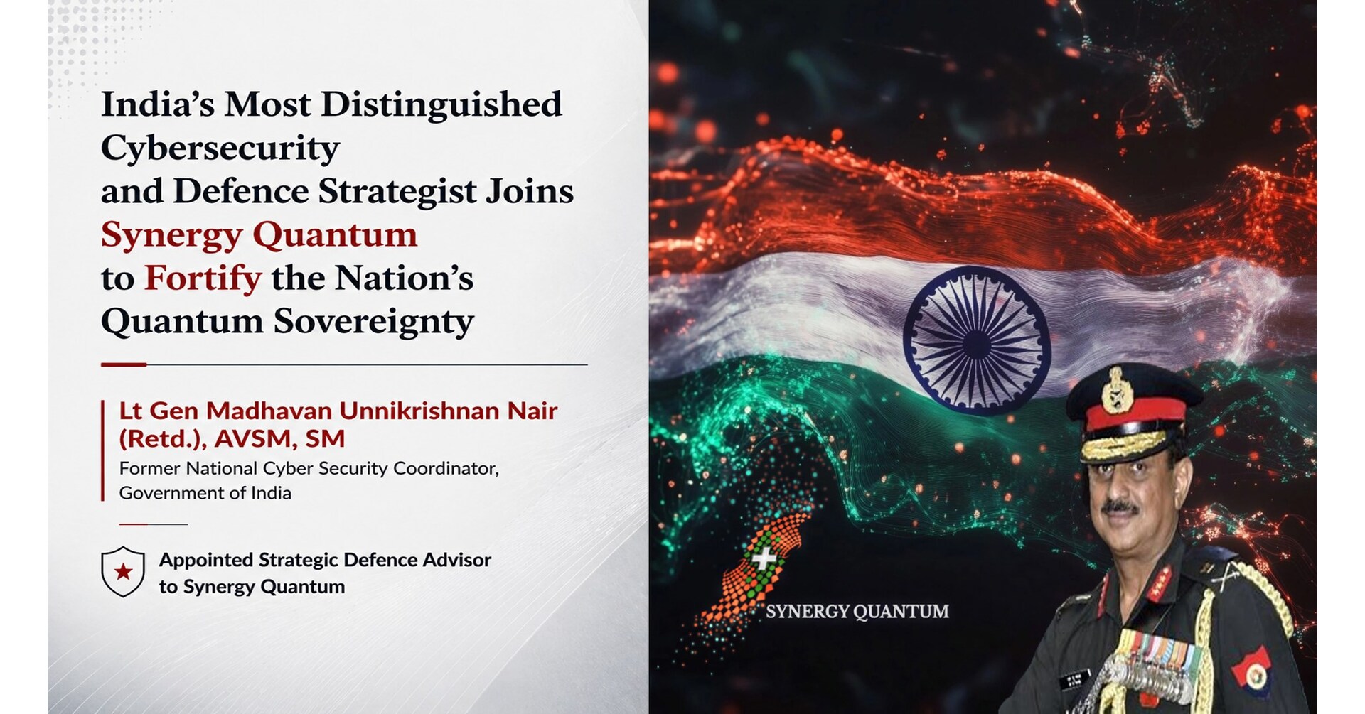 India’s Most Distinguished Cybersecurity and Defence Strategist Joins Synergy Quantum to Fortify the Nation’s Quantum Sovereignty