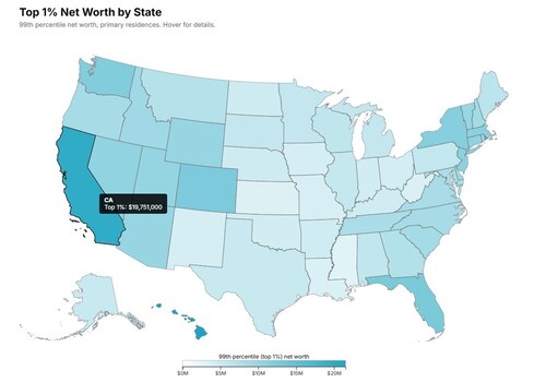 Top 1% Net Worth by State