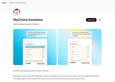 newswire.ca - My Choice Financial - MyChoice launches Canada's first auto and life insurance app on ChatGPT