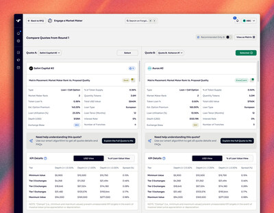 Compare market-making quotes side-by-side