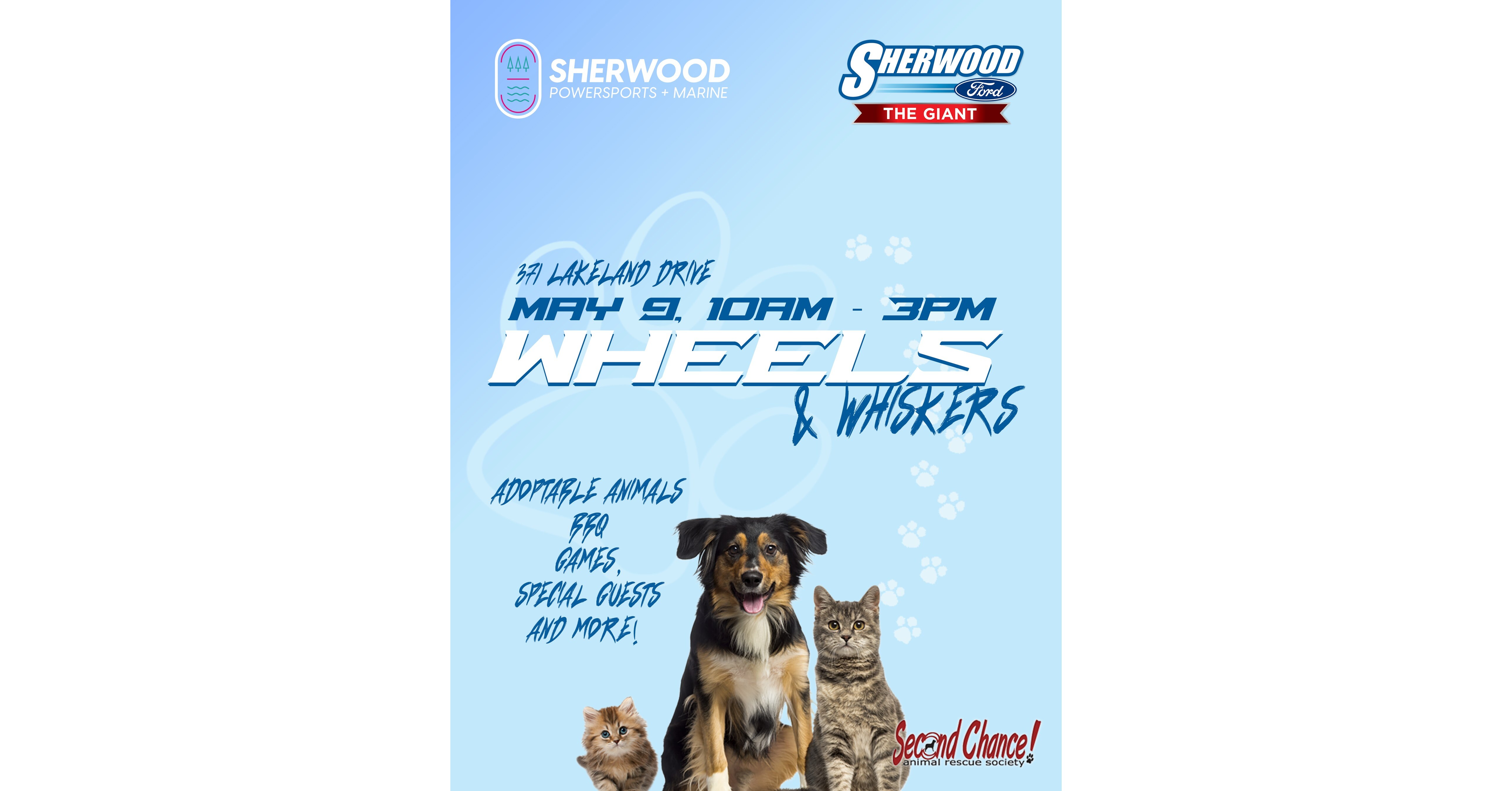 Whiskers and Wheels Animal Adoption Event Announced for May 9th at Sherwood Ford