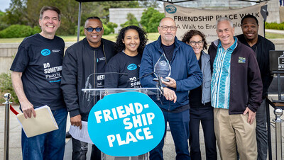 Jean-Michel Giraud, Friendship Place President & CEO; Laura Zilenger, Former DHS Director, and Kathryn Monet, CEO of the National Coalition for Homeless Veterans with others.