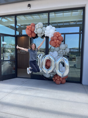 Perspire Sauna Studio Del Mar owner, Kiki Barnes, celebrates the grand opening of her studio. The Del Mar studio has the honor of being the brand's 100th studio.