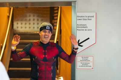 Reece David climbed as Deadpool (c) WWF-Canada (CNW Group/World Wildlife Fund Canada)