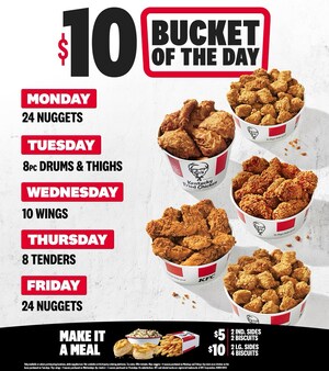 KFC® Expands $10 Tuesday into a Weekday Bucket Lineup, Introduces Two New Sauces
