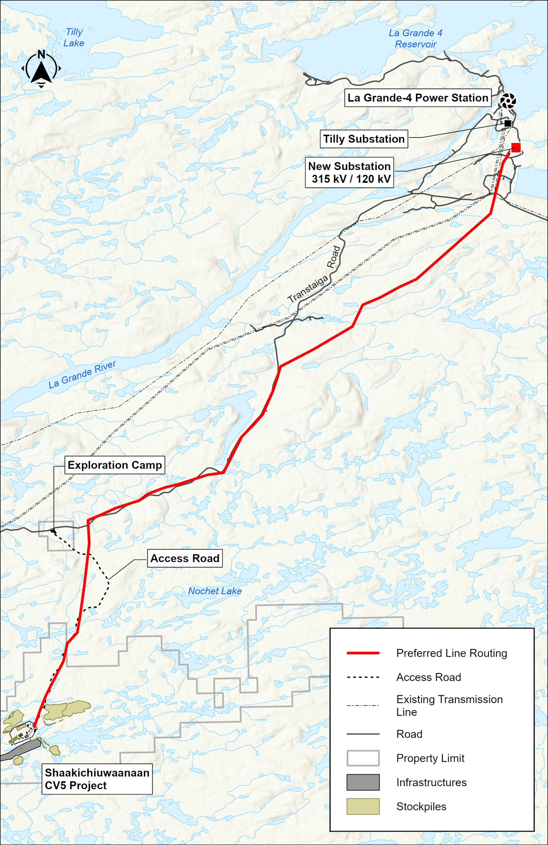 Figure 2: LG4 Power Station and the Proposed Shaakichiuwaanaan Power Line Corridor. (CNW Group/PMET Resources Inc.) Figure 2: LG4 Power Station and the Proposed Shaakichiuwaanaan Power Line Corridor. (CNW Group/PMET Resources Inc.)