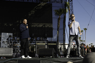 Brandon Ramirez, director, corporate social responsibility, Hyundai Motor North America, and Stryker, iHeart, on stage at BeachLife Festival in Redondo Beach, Calif. on May 2, 2026