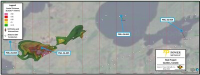 Figure 2 – Location of Drill holes reported in this news release (CNW Group/Power Metallic Mines Inc.)