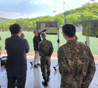 Live demonstration of NEO’s high performance drone batteries at the Capital Defense Command parade ground, Seoul, SK. (CNW Group/NEO Battery Materials Ltd.)
