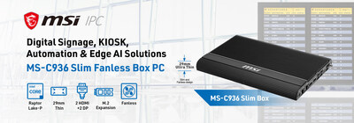 MSI IPC MS-C936 Slim Fanless Box PC with Intel Raptor Lake-P Refresh U-Series