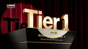 LONGi Recognized as a BloombergNEF Tier 1 Energy Storage Manufacturer for Eighth Consecutive Quarter in Q2 2026