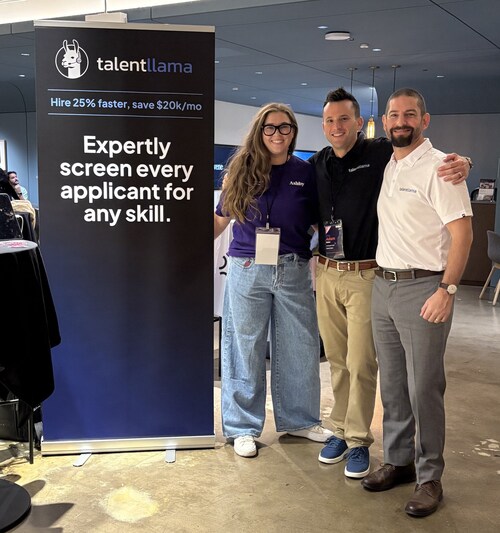 Ashby Community Lead Shannon Ogborn with Talent Llama Co-Founders Adam Stokar and Ben Chaikin