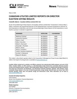 CANADIAN UTILITIES LIMITED REPORTS ON DIRECTOR ELECTION VOTING RESULTS