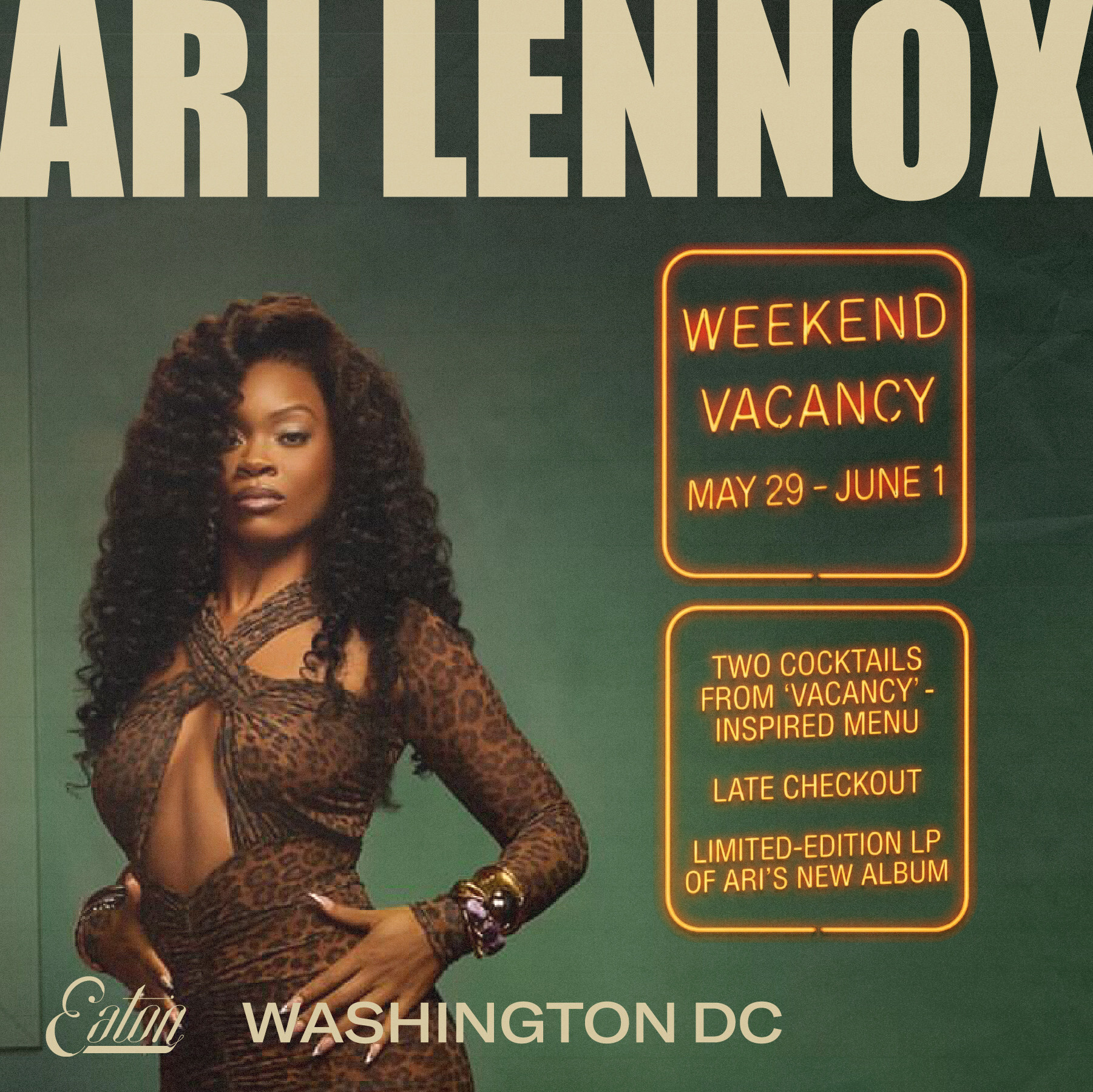 Eaton DC Partners with Grammy‑Nominated Artist Ari Lennox to Launch "Weekend Vacancy" -- A Limited‑Time Hotel Stay Experience During Her DMV Tour Dates