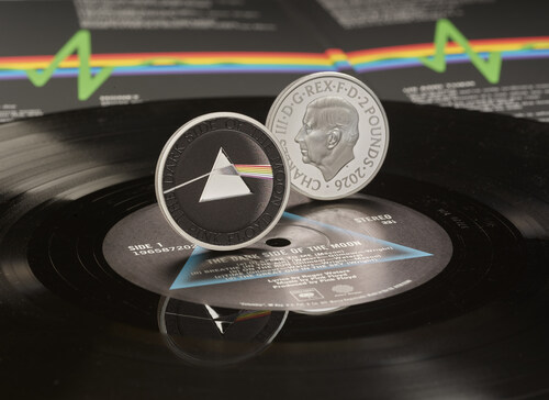 The Royal Mint's official Pink Floyd commemorative coin, featuring iconic prism design from The Dark Side of the Moon on the reverse and His Majesty The King's portrait on the obverse. Available from 14 May 2026, the coin celebrates more than half a century of Pink Floyd's extraordinary and enduring legacy. The Royal Mint's official Pink Floyd commemorative coin, featuring iconic prism design from The Dark Side of the Moon on the reverse and His Majesty The King's portrait on the obverse. Available from 14 May 2026, the coin celebrates more than half a century of Pink Floyd's extraordinary and enduring legacy.